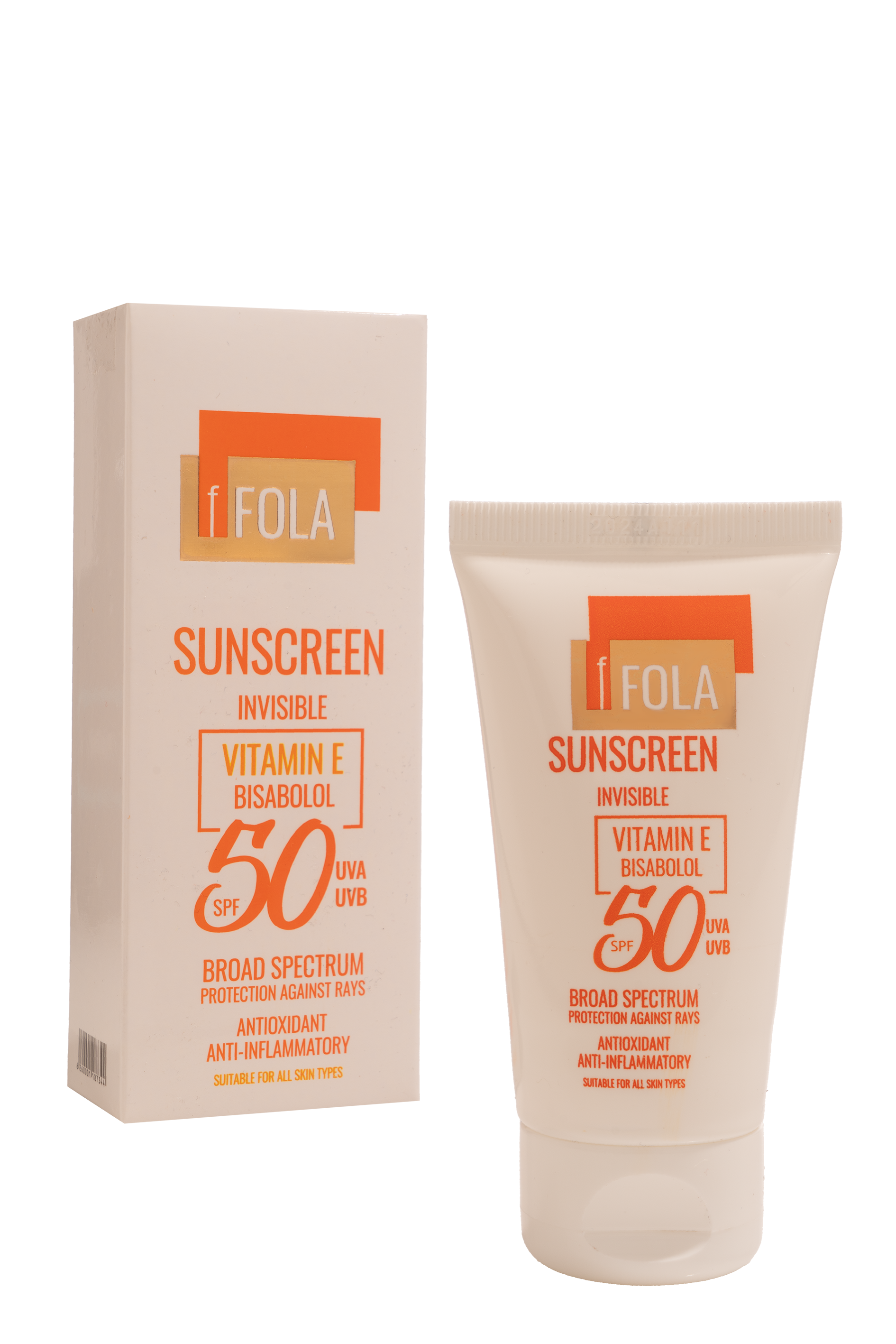 کرم ضد آفتاب اف فولا SPF 50 بی رنگ انواع پوست F FOLA