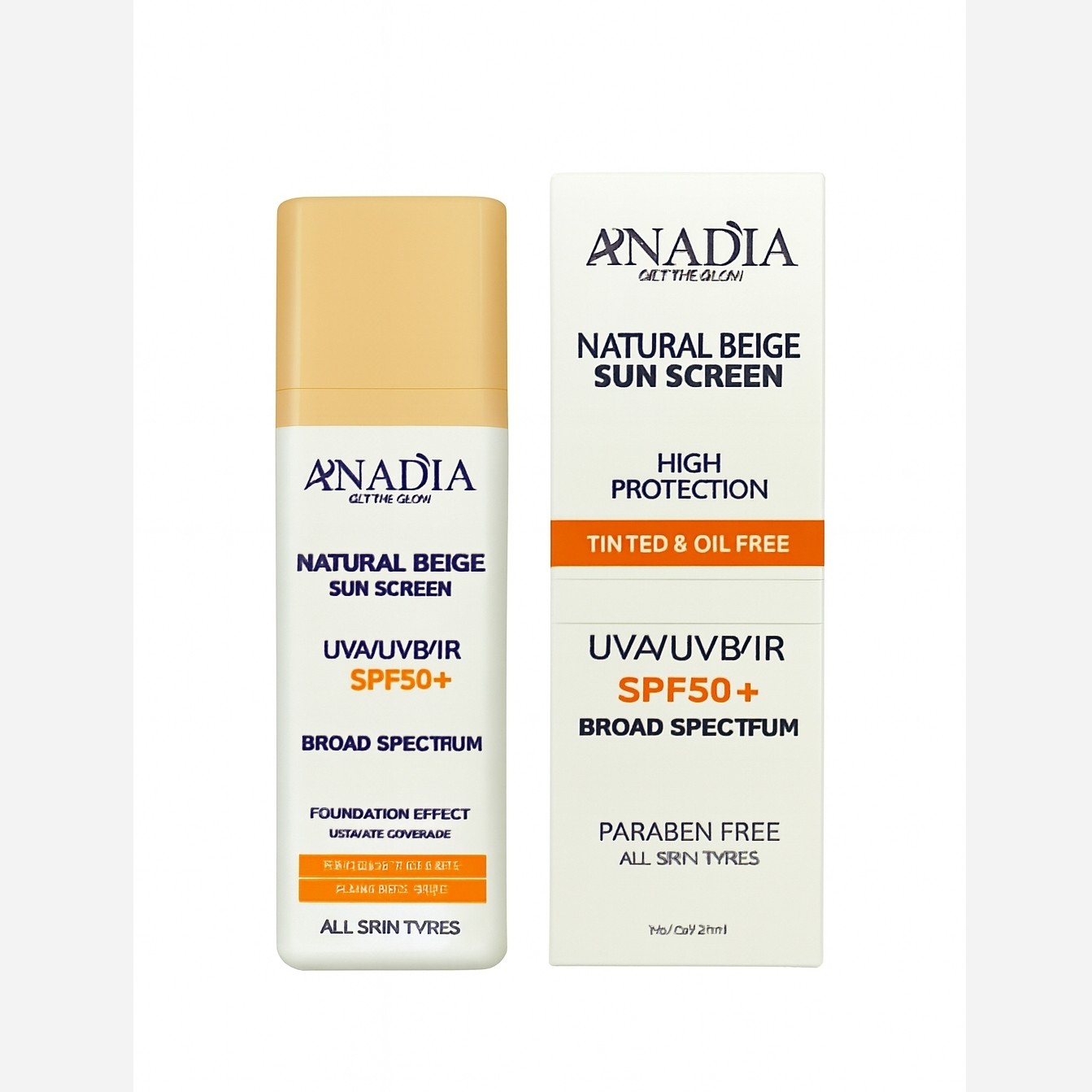 ضدآفتاب آنادیا بژ طبیعی SPF50 | پوشش یکنواخت و محافظت کامل